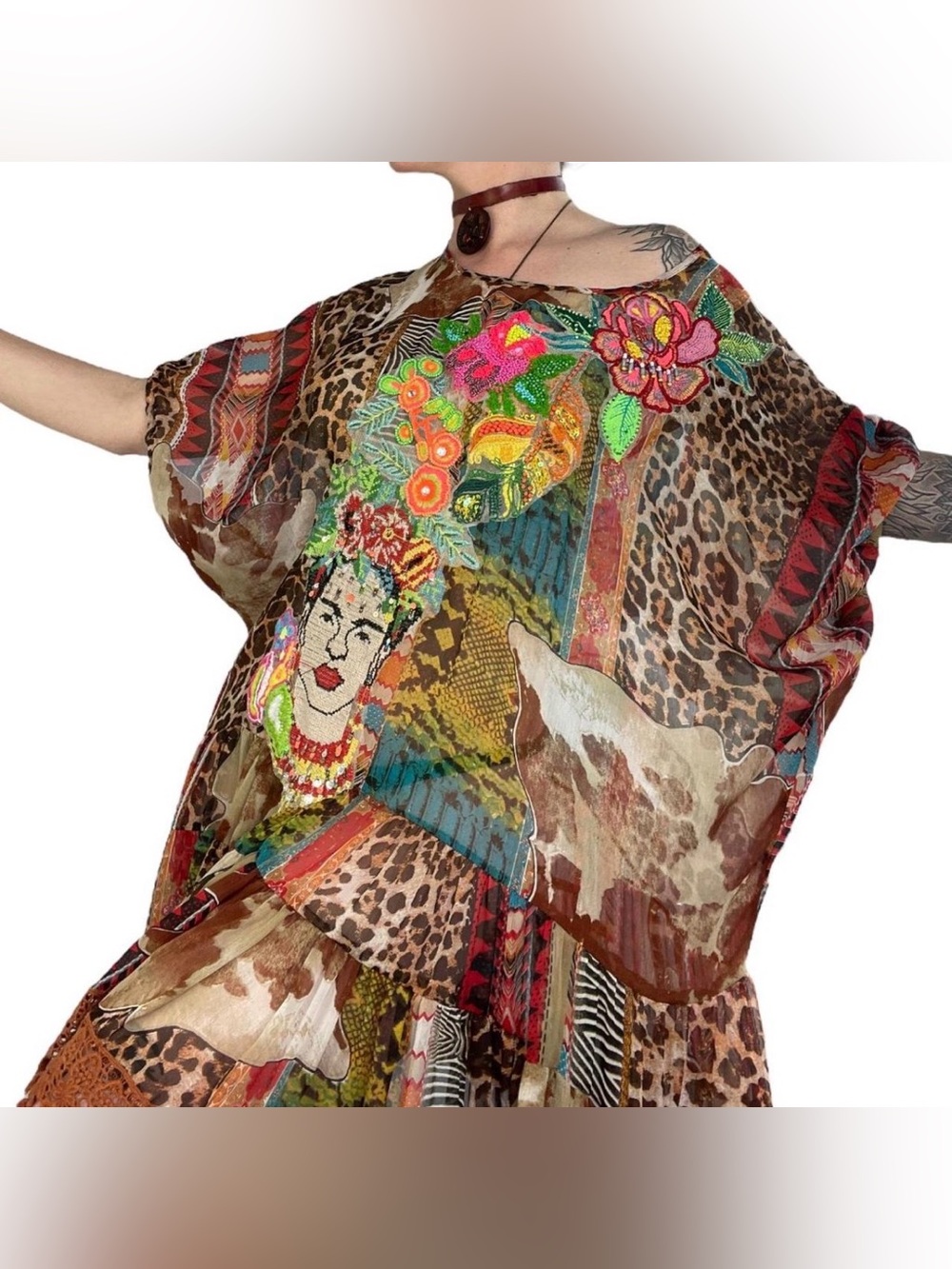 🌺 Tropical Chiffon Designer Tunic Dress 🌺